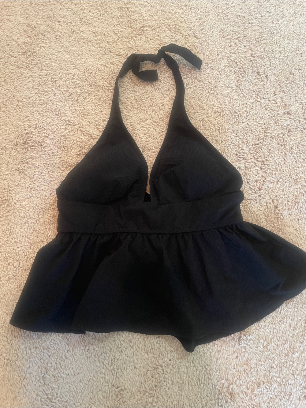 J.Crew Black Halter Peplum Swim Top